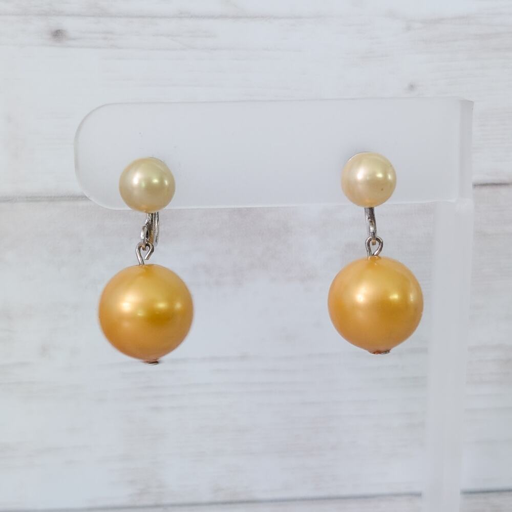 Vintage Screw Back Earrings Golden Tones Ball Dangle Retro Stylish